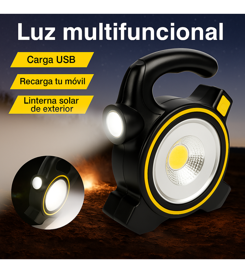 Luz Portátil 3 en 1: Ilumina, Carga y Explora