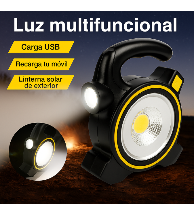 Luz Portátil 3 en 1: Ilumina, Carga y Explora