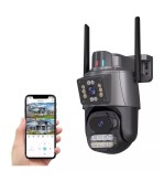 Camara IP, Inalambrica Wifi, Doble lente, 1 Fijo, 1 PTZ, Nocturna Infrarrojo y Led de apoyo, Baliza