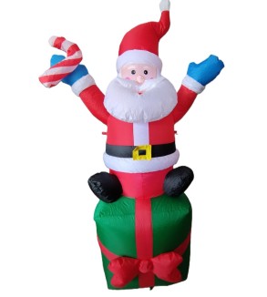 Pascuero Inflable 1.80 metros con luz interior sobre regalo