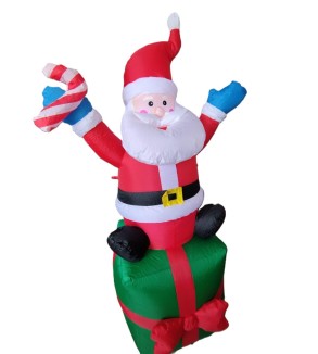 Pascuero Inflable 1.80 metros con luz interior sobre regalo